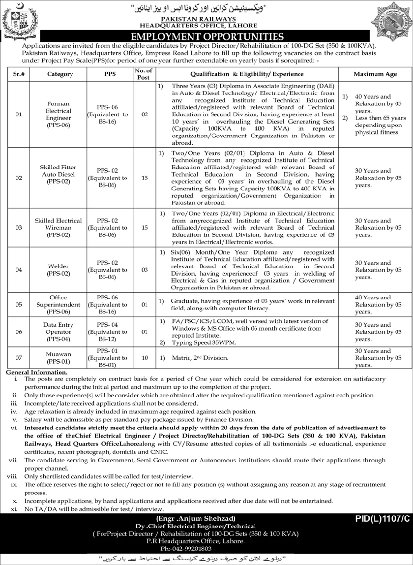 Pakistan Railway Jobs 2022 Online Apply