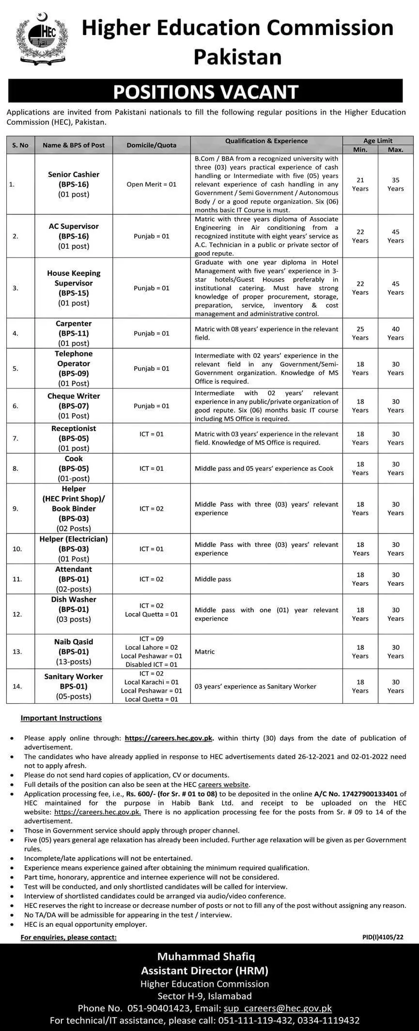 HEC Jobs 2023 Advertisement - www.hec.gov.pk jobs 2023