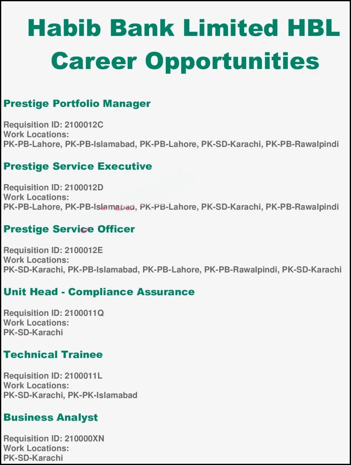 HBL Jobs 2023 - Apply Online Habib Bank Limited Careers