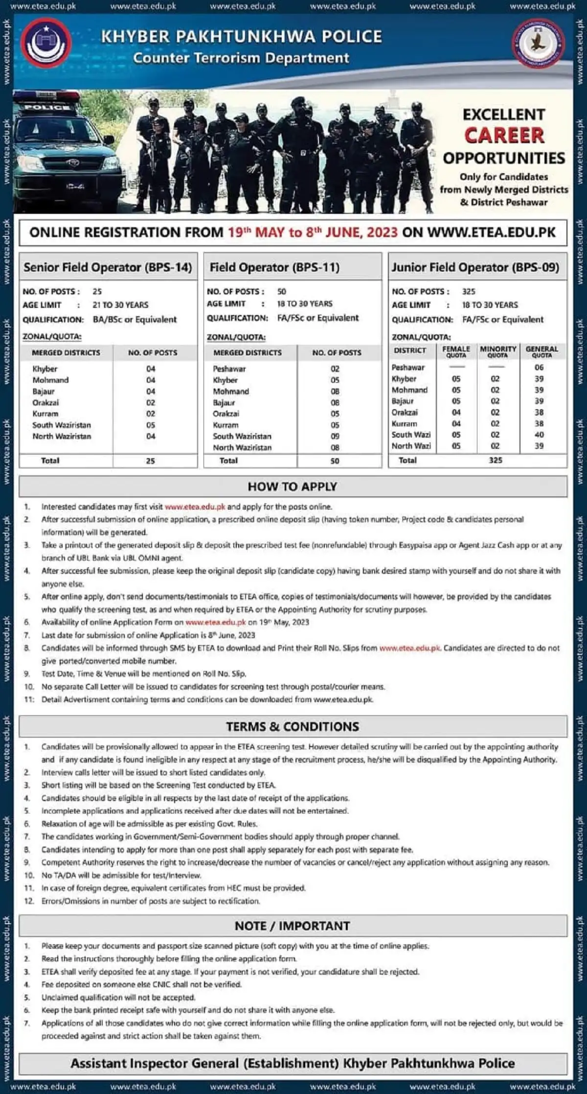 CTD Jobs 2023 - Counter Terrorism Department Advertisement
