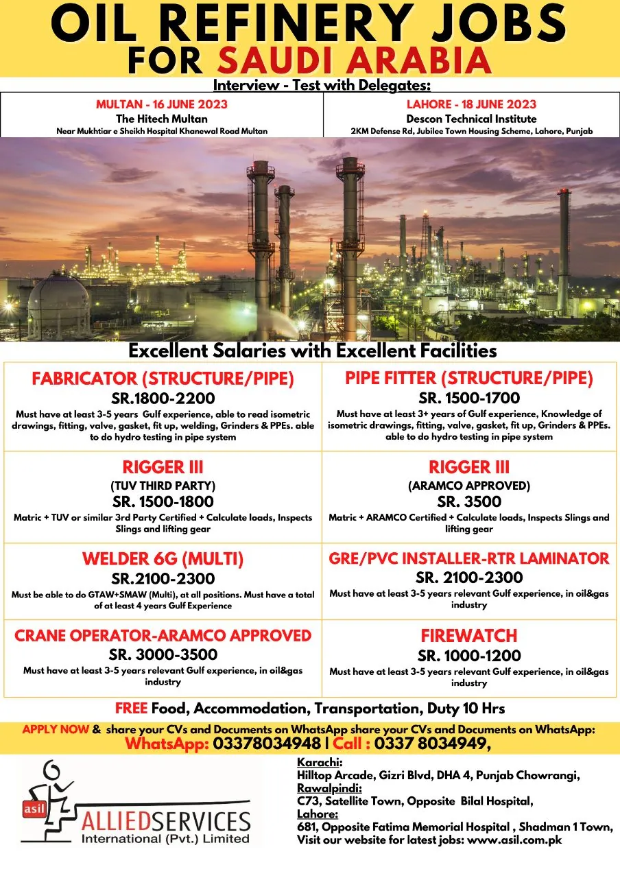 Oil Refinery Jobs in Saudi Arabia