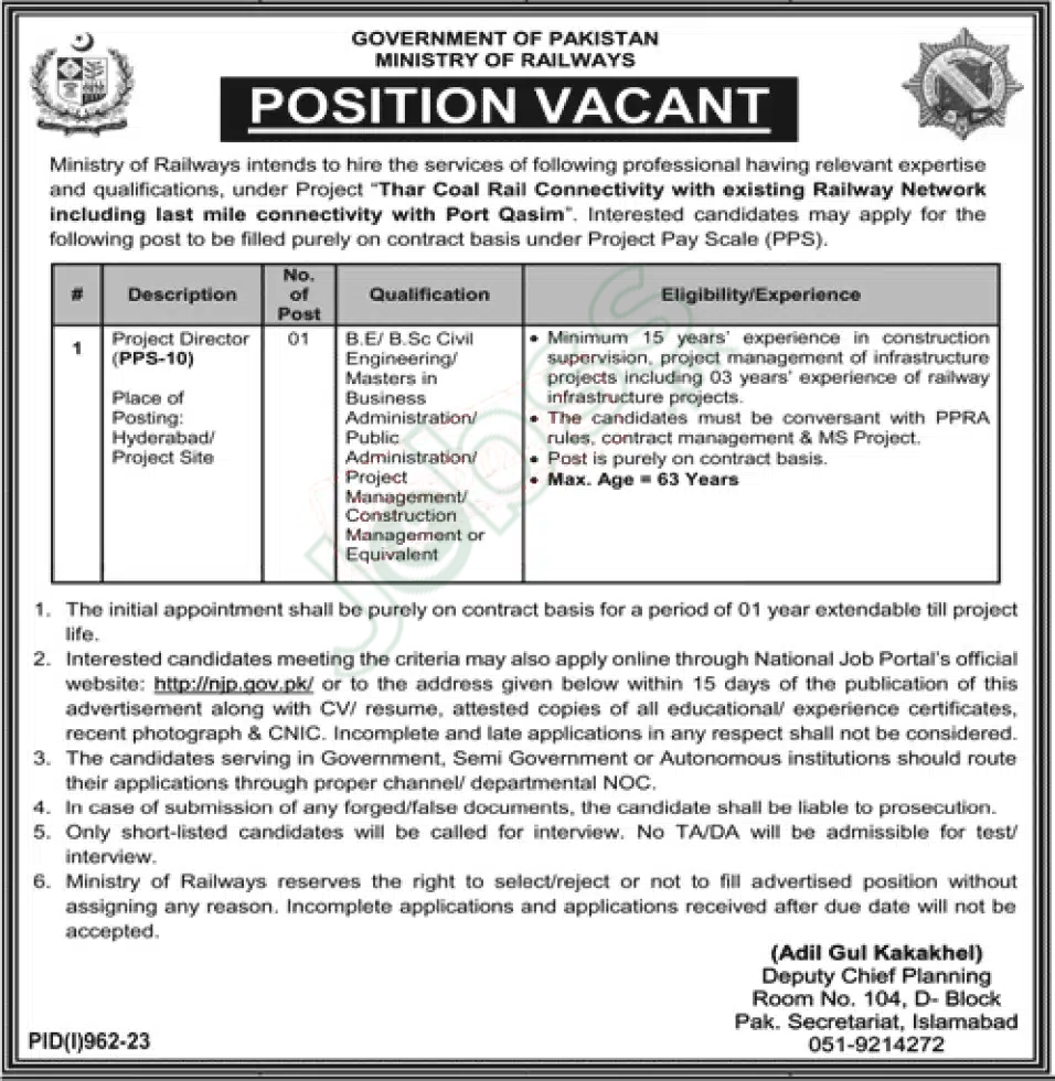 Pakistan Railway Jobs 2024 Online Apply www.railway.gov.pk jobs 2024